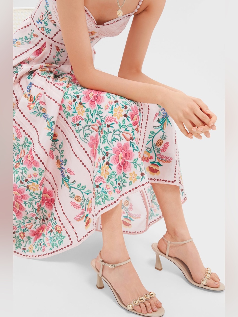 Small Farm Rio Pink Delicate Forest Floral Tropical Maxi Dress - Picture 4 of 16